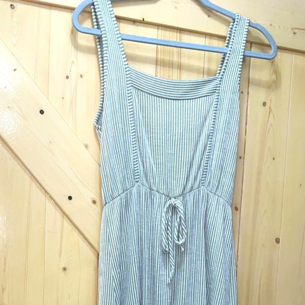 ❤️❤️Caution The Wind Long Hi-Low Maxi Green Striped Dress - Picture 2 of 7